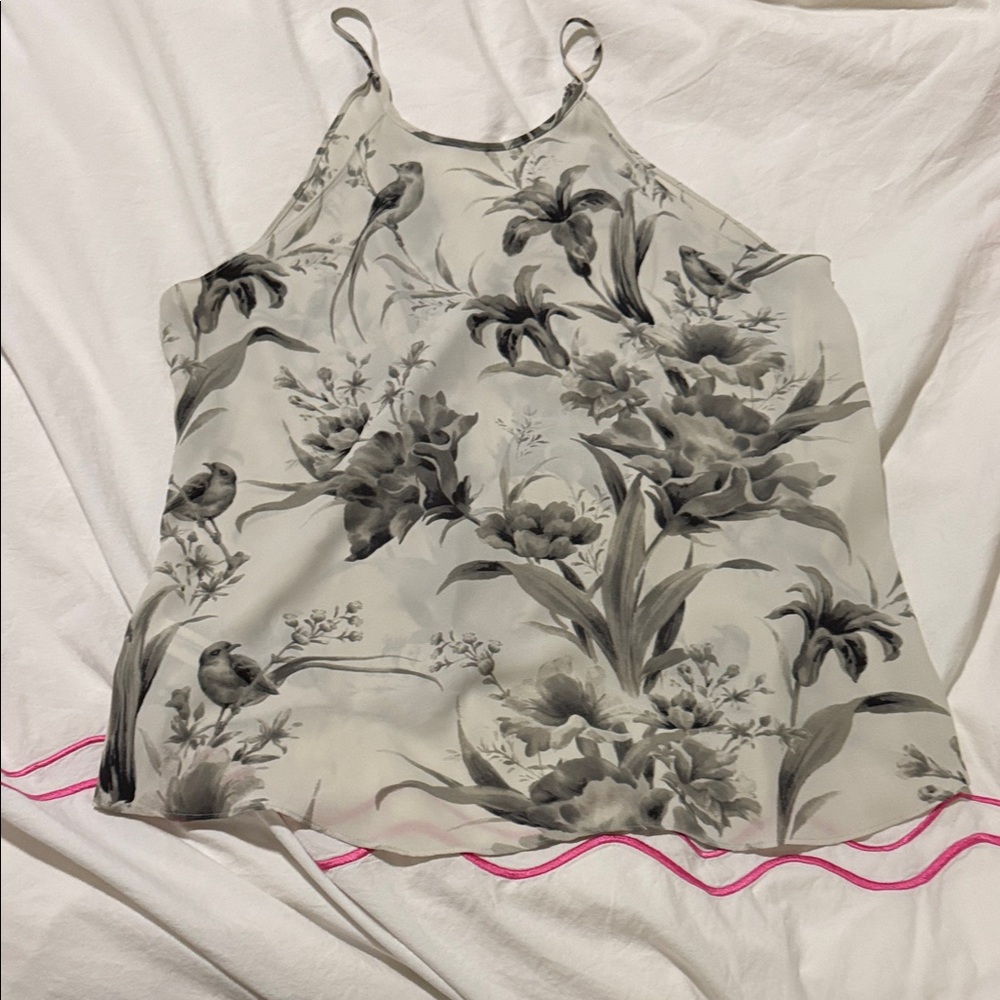 Silk Floral High Neck Sleeveless Blouse